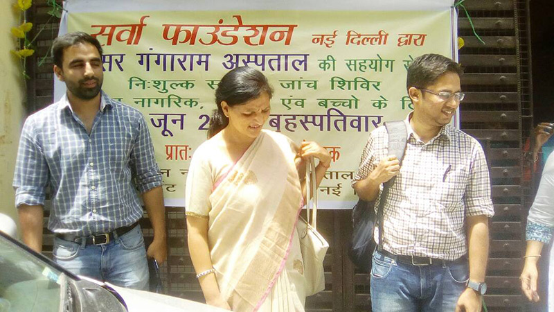 Health check-up and medicine distribution camp at Bhagwan Nagar, New Delhi