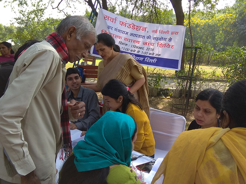 Health Check up and medicine distribution camp at Chirag Dilli, New Delhi