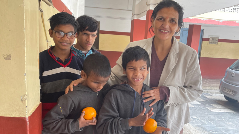 Fruits distribution to differently abled students @ Blind School, Lajpat Nagar, Delhi